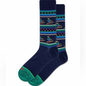 Hot Sox Navy and Green Surfing Pattern Socks